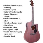 VIOLAO FOLK CUTAWAY EQ AÇO SAPELE JUNINHO AFRAM DKMOP DARK MAHOGANY OPEN PORE - Imagem 2